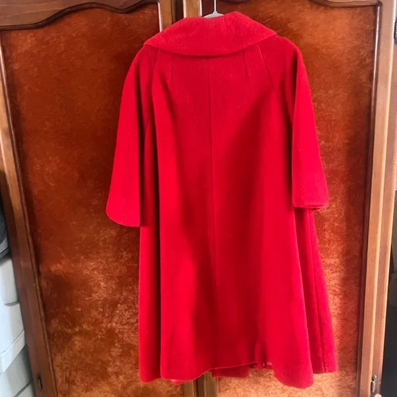 Lili Anne Red Wool mohair Swing Coat with Funnel Collar - Picture 4 of 15